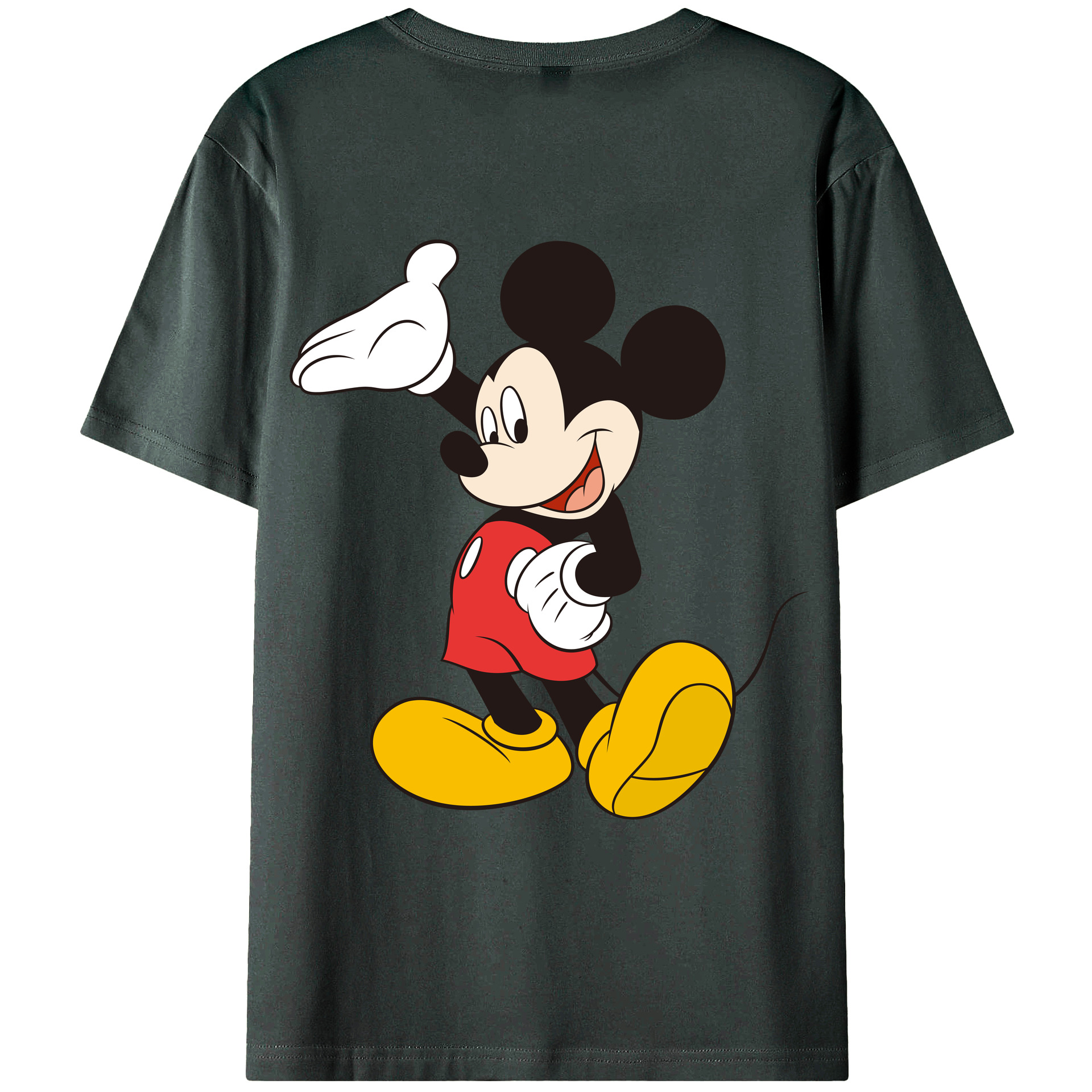 ミッキーマウス Mickey Mouse 綿100％ メンズ半袖Tシャツ（バックプリント） 通気性
